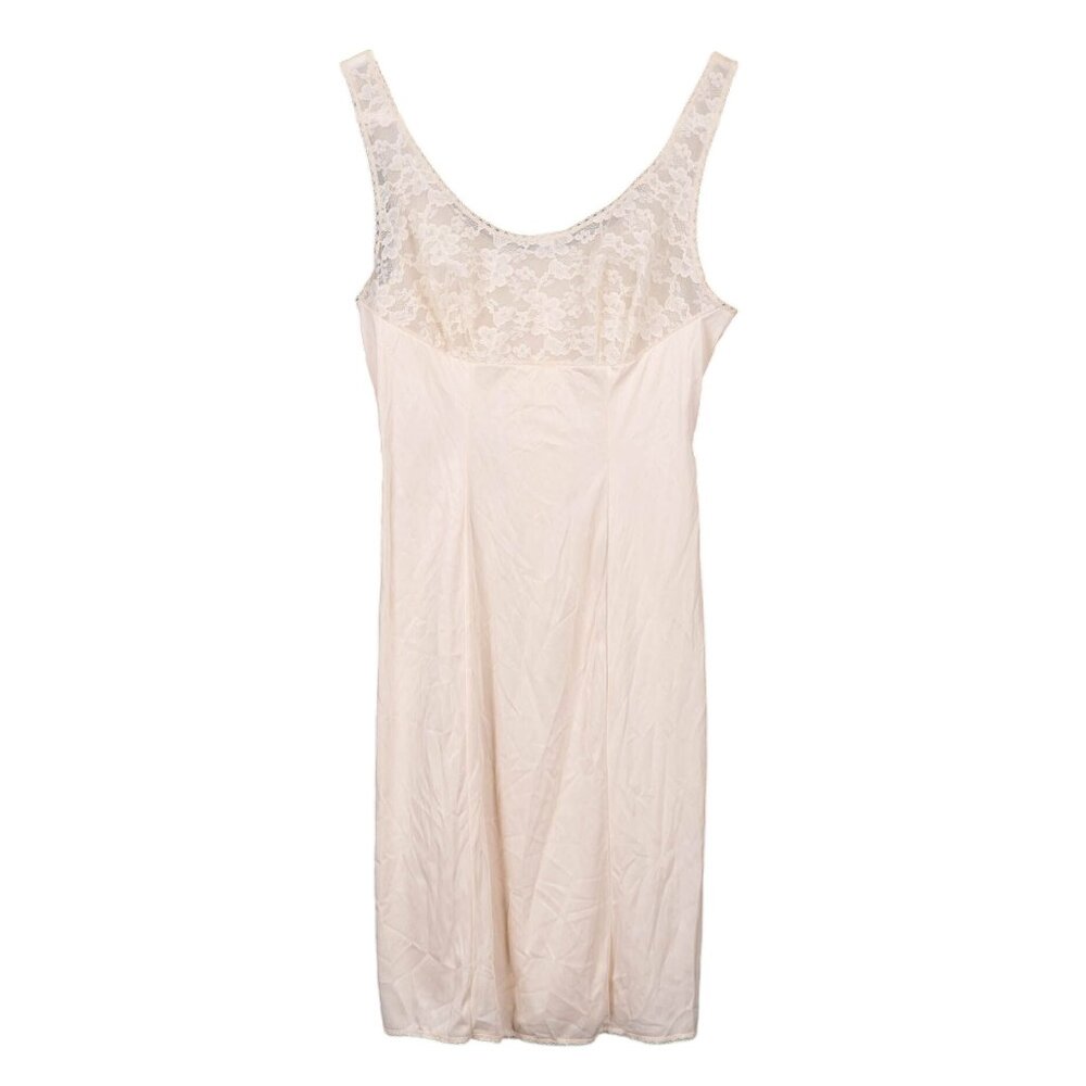 Henson Kickernick VTG Slip 32 Womens Lace Cream Beige Nylon Nightgown